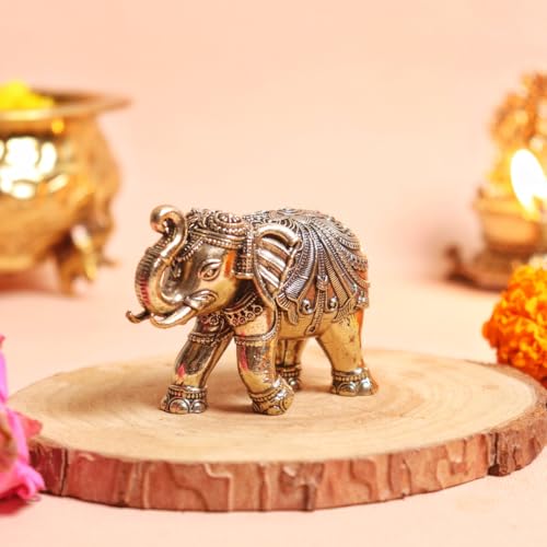 Image of The Spiritual Living Elephant Statue for Good Luck | 2.5 Inch | Elephant Idol | Home Decor | Pital Ka Hathi | Statue | Brass Elephant | Small Elephants for Decoration