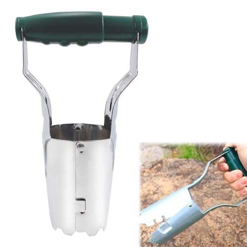 Bulb Planter, Bulb Planter Tool, Hand Bulb Planter, Hand Held Bulb Planter Tool, Garden Bulb Transplanter, Hand Held Bulb Planter, Depth Mark Hand Bulb Planter with Depth Mark, 13 x 6 x 23cm (Green)
