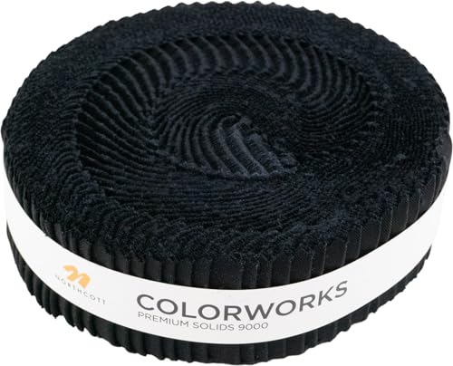 Northcott Colorworks Premium Solids Schwarz Microstrip-Rolle