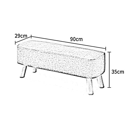 Pouf tabouret de chambre lit salon lin amovible bois massif 90cm - 3