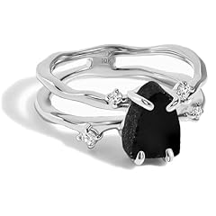 Silver Black Obsidian Ring - Flow