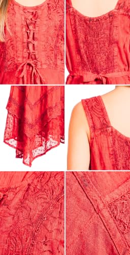 Image of Sakkas Magdilena Stonewashed Corset Front Embroidered Dress