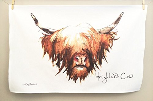 Clare Baird Creations Tea Towel In A Highland Cow Design #TOP27