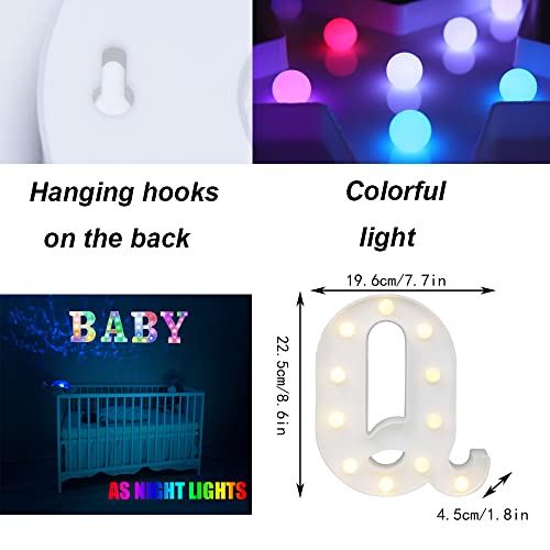 Image of LED Marquee Letter Lights, 18 Colors Changing Light Up Letters with Remote, RGB Alphabet Letters Sign for Girls Boys Gift Birthday Party Night Light Bedroom Wedding Christmas Decor-Colorful Q