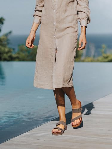 TEMOFON Womens Flat Sandals with Arch Support Adjustable Straps Comfortable Summer Walking Casual Flip Flops Size 5-112