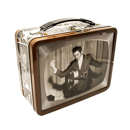 AQUARIUS Elvis TV Fun Box – Boîte de rangement en étain robuste avec poignée en plastique et couvercle avant en relief – Produit sous licence officielle...