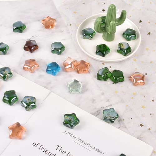 Star Glass Vase Filler Decorative Stars Shape Premium Glass Beads for Vases Gems Aquarium Pebbles Decorative Table Scatter Decor Blue Clear 1.3 LB 40 PCS