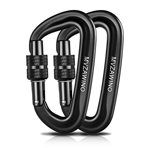 Locking Carabiner Clips, 12KN (2697lbs) Aluminium Ultra Sturdy & Light Caribeaners, Heavy Duty Carabiners for Hammocks, Dog Leash, Yoga Swing, Camping, Outdoor, Hiking, Keychain (2 Pack)
