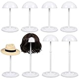 IMengjbang 8 Pcs Wig Stand, 9.8'-18.9' Adjustable Height Expandable Wig Head Holder Portable Sturdy Non Slip Hat Display Stand for Wigs Styling Hat, Cosplay Masks and Helmets Display(White)