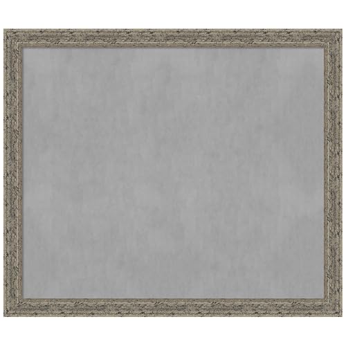 Amanti Art Silver Framed Magnetic Board, 53x45, Traditional Office Decor