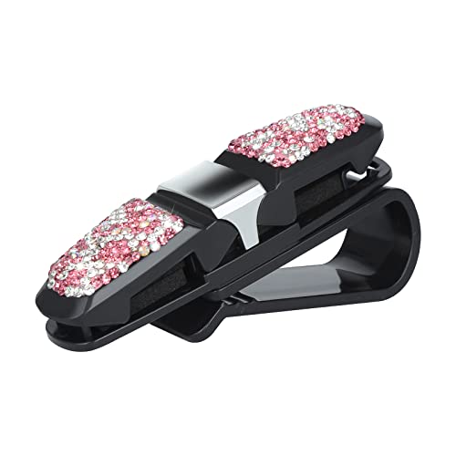 eing Suporte de óculos para viseira de sol de carro Bling Crystal Strass Carro Óculos de sol Suporte