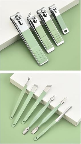 ETTA Manicure Set, 18pcs Nail Clippers Pedicure Kit with PU Leather Case Nail Care Kit Professional Tools Gift for Women Wife Girlfriend Parents (Green and Black) - Image 6