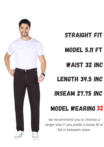 Image of Men's Straight Fit Stylish Non Stretch Mid Rise Pure Cotton Crafted with Premium Fabric Relaxed Jeans Available in Variety of Colour