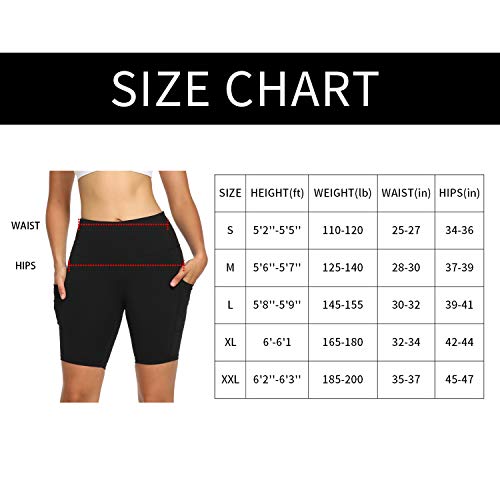 CQC Shorts femininos de cintura alta para ioga de compressão para treino e corrida com bolsos latera