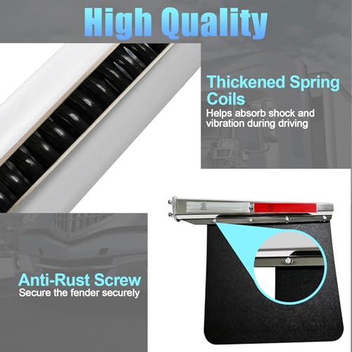 Image of Mud Flap Hanger Spring Loaded Carbon Steel Chromed 1-1 /8 inch - 2.5 inch Bolt Spacing 30 inch Length Rear Bar, Spring Loaded Straight Mud with Reflective Tapes for Semi Trucks, 2.5 inch Bolt