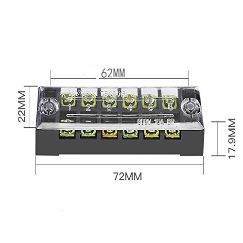 Zookoto 600V 15A 2Pcs 6 Position Double Row Wire Screw Connector Screw Terminal Strip Electric Barrier Terminal Strip Panel Block #TOP2