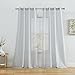 HLC.ME 2 Piece Semi Sheer Voile Window Curtain Grommet Panels for Bedroom & Living Room (54" W x 84" L, Silver Grey)