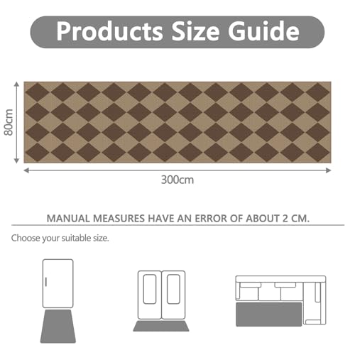 Capslpad Teppich Läufer Flur 80x200cm Waschbar Teppichläufer, Raute-braun – Ansicht 2