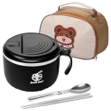 BAODBF Ramen Schüssel Set mit Deckel,1600ml Instant Nudel Schüssel,Isolierung und Dichtheit Nudelschüssel,Ramenschüssel mit Löffel und Stäbchen(03)