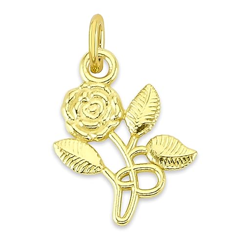 Solid Gold Rose Microcharm in 10k or 14k, Dainty Cute Flower Charm Symbol with Clasp