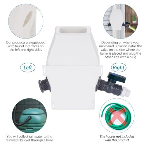 Rainwater Collection System-Tintsabo Rain Barrel Diverter Kit for 2x3 or 3x4 Inch Standard Downspouts,Rainwater Diverter with PVC 3/4 Spigot and Filtration Valve Kit, White - Thumbnail 5