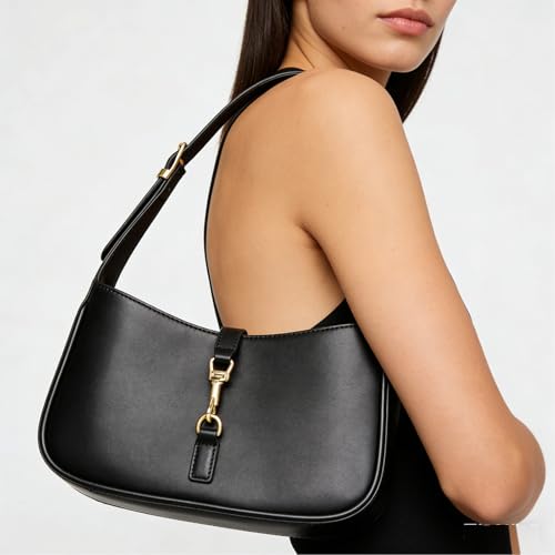 Image of JQWSVE Shoulder Bags for Women Burgundy Purse Trendy Small Handbag Faux Leather Shoulder Purse Everyday Bag