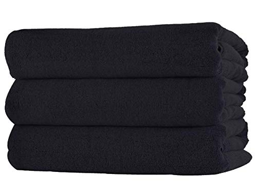 Simplife Mikrofaser-Handtücher für Sport, Reisen, super saugfähig, schnell trocknend, Handtuch, Set für Outdoor-Aktivitäten, 3er-Pack, 40,6 x 81,3 cm, schwarz, 16 Inch X 32 Inch