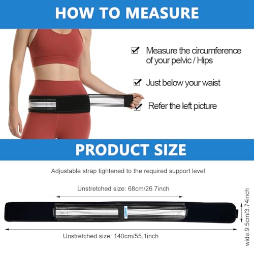 Image of HANNEA Back Pain Relief Belt Reliable Lower Belt for Back Pain Relief Woman and Men Anti-Slip Sacroiliac SI Joint Hip Belts Adjustable Lumbar Support Waist Belts for Women- (Black, Length 140)