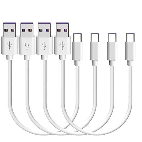 Short USB to USB C Cable USB A to USB C 5A Fast Charging Type C Fast Charger Cord Compatible with Samsung Galaxy S23 S23+ S22 S21 S20, Note 20 10 10+ 9 8, A80 A70 A50 A40 [4-Pack, 1ft]