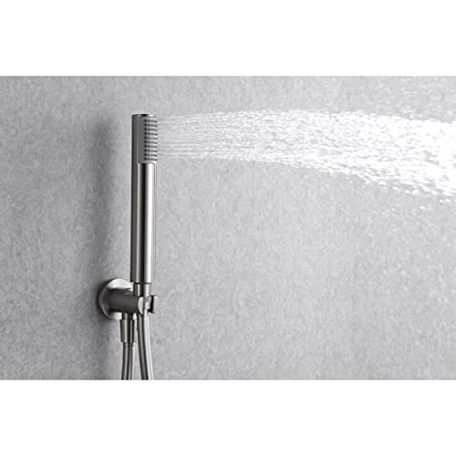 IMEX - Conjunto de ducha empotrado pared monomando de 2 vias color níquel cepillado - SERIE LINE GPD038/NQ