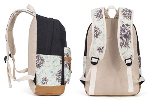 Leaper Floral School Backpack College Bookbags Shoulder Bag Satchel Black #TOP2