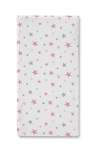 Arrullos Bimbi motif stars pack de 2 couvertures bébé blanc et rose