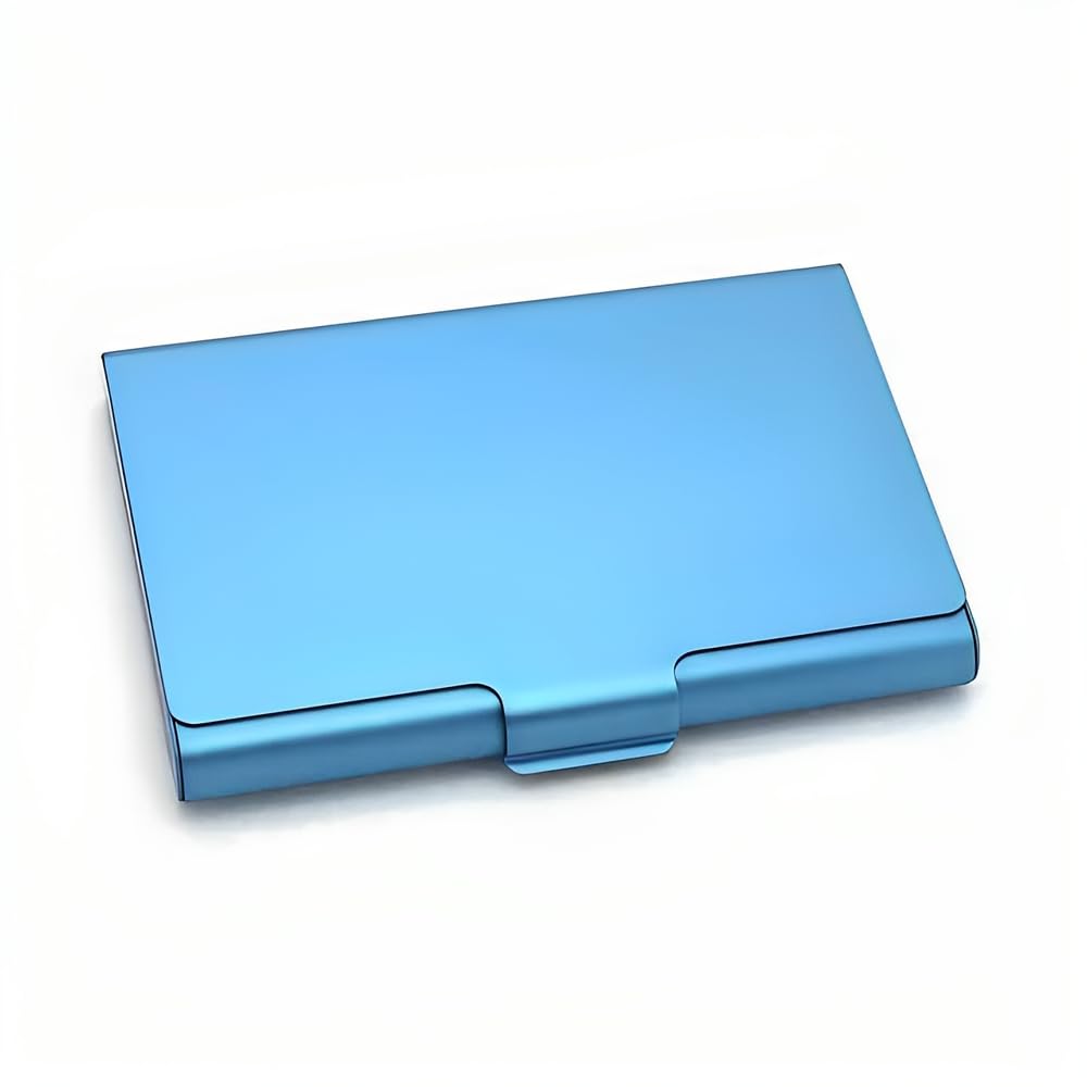 Lot de 20 porte-cartes de visite en métal argenté pour homme et femme, porte-cartes professionnels en aluminium pour cartes de visite, porte-monnaie fin avec boucle de fermeture