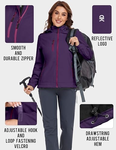 Little Donkey Andy Women’s Softshell Jacket, Ski Snowboarding Jacket with Removable Hood, Fleece Lined3