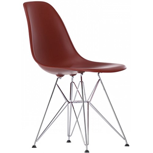 2Xhome Eiffel Wire Legs And Armless Seat For Dining Room Red Plastic Side Chair With Chrome Plated #TOP3