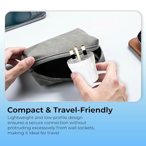 Double Dragon EU to UK Plug Adapter | European 2-Pin to UK 3-Pin Travel Adapter | Schuko & Europlug from France, Germany, Spain, Italy to UK Socket | BS8546 Certified, 13A Fused – White (1 Pack)