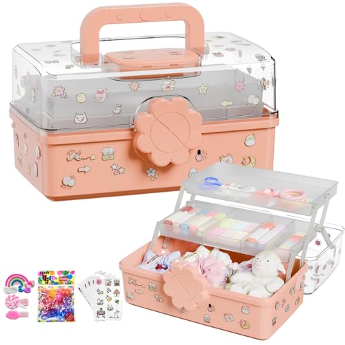 Three-Layer Multipurpose Storage Box with Handle – Ideal for Hair Accessories, Sewing Supplies, Art Supplies, Medicine, and Tools Organizer for Kids (transparent)