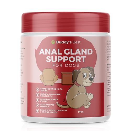 Anal Gland Support For Dogs - No Scoot Digestive Health Support for Dogs: Vet-Approved, High-Fibre Supplement with Pumpkin, Flaxseed & Psyllium Husk for Regular Bowel Movements & Immune Boost