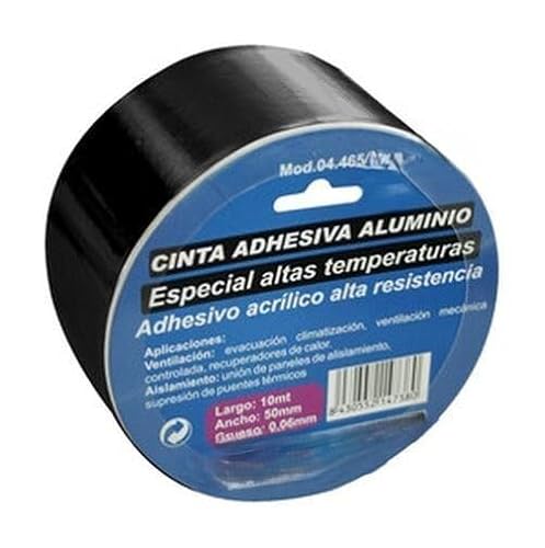 Blendend Cinta adhesiva de aluminio 50 x 10 m, resistente, ideal para aislamiento térmico y reparación en aplicaciones eléctricas.