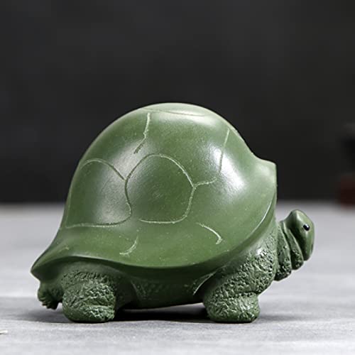 Statue tortue argile violette vert boue, décoration et jeu de thé - 5