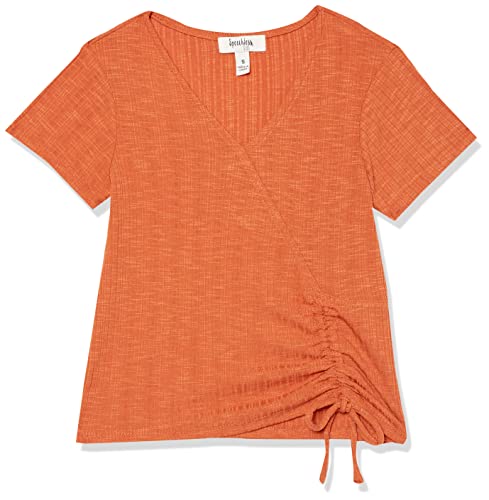 Speechless Girls' Short Sleeve Wrap T-Shirt Top, Terracotta, Small #TOP15
