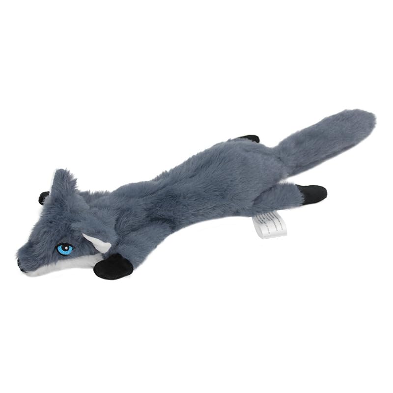 DAFORERAL Interactive Plush Animal Dog Toy with Dual Squeakers - Fox, Squirrel, & Wolf Designs for Chewing, Dental Care & Training - Soft, Safe Chew Toy for Dogs (Gray Wolf,60 * 17cm)