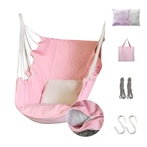 Nchdewui Hängesessel Hängende Schaukel Mit 2 Sitzkissen, Hängesessel Outdoor, Einfach Hängen Hängesessel, Schaukel Für Erwachsene & Kinder, 150kg Tragkraft (pink)