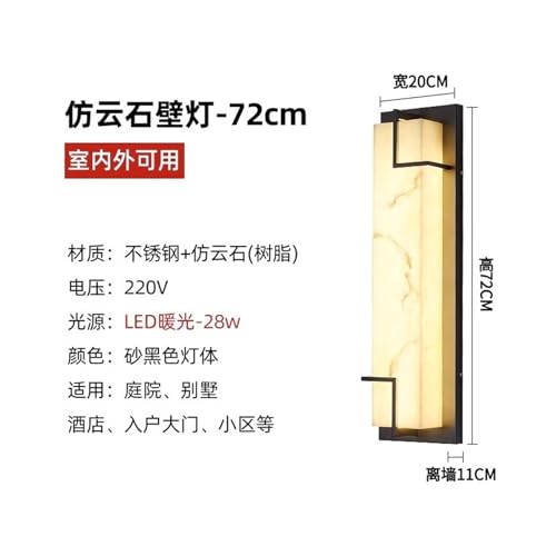 Aplique de exterior con luz cálida efecto mármol y columna moderna 3
