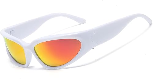 LASPOR Gafas de sol deportivas envolventes para mujeres y hombres, lentes deportivos Y2K