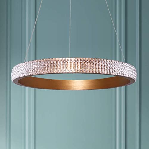 Leniure Modern Gold Circular LED Light Pendant Lamp Chandelier Lighting Fixture 16" Wide 1.6" High, Warm White 3000K