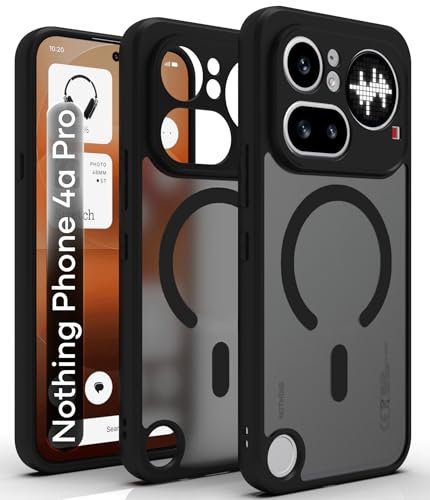 Image of RIGGEAR Shockproof Sleek Hybrid Armor Magnetic Back Cover Case Compatible with MagSafe Accessories for Nothing Phone 4a Pro 5G (Smoke Black Matte PC + Black TPU Bumper)