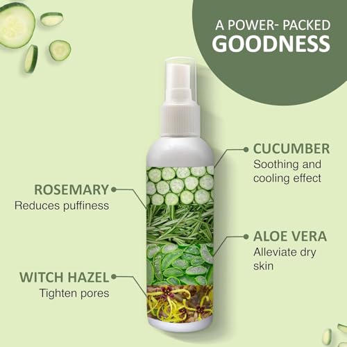 Image of Aryanveda Cucumber Toner with Aloe Vera & Cucumber Juice - Hydrating & Refreshing Face Toner for All Skin Types | Tightens Pores & Soothes Skin | 100ml (Pack of 2)