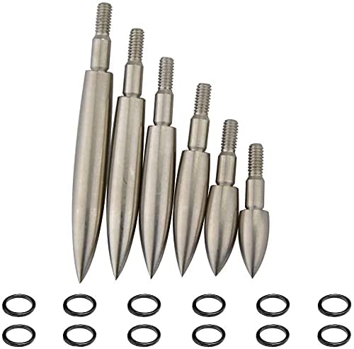 SHARROW 12 pcs Archery Bullet Field Points 100/125/150/200/250/300/350 Grain Arrow Tips Screw in Broadheads Target Shooting Hunting Arrowhead (100 grain, silver)
