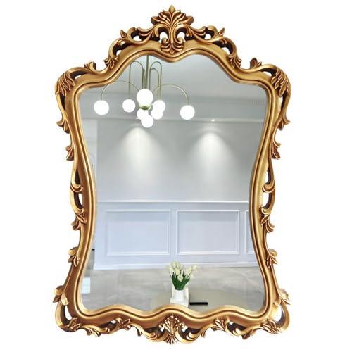 Espejo grande vintage dorado, espejo de pared antiguo barroco francés, espejo decorativo de pared para entrada